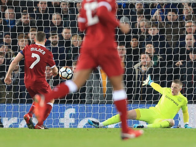 James Milner sticks it in from the spot during the FA Cup game between Liverpool and Everton on January 5, 2018