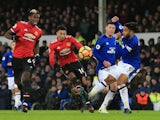 Jesse Lingard scores the second during the Premier League game between Everton and Manchester United on January 1, 2018