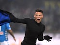 Lautaro Martinez celebrates scoring for Inter Milan on December 26, 2018