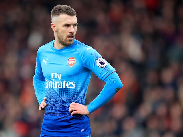 Aaron Ramsey models his new haircut during the Premier League game between Bournemouth and Arsenal on January 14, 2018