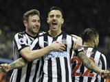 Joselu celebrates scoring during the Premier League game between Newcastle United and Swansea City on January 13, 2018