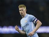Kevin De Bruyne in action during the EFL Cup game between Manchester City and Bristol City on January 9, 2018