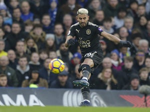 Riyad Mahrez in action during the Premier League game between Chelsea and Leicester City on January 13, 2018