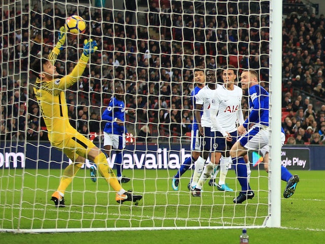 Wayne Rooney has a goal disallowed during the Premier League game between Tottenham Hotspur and Everton on January 13, 2018