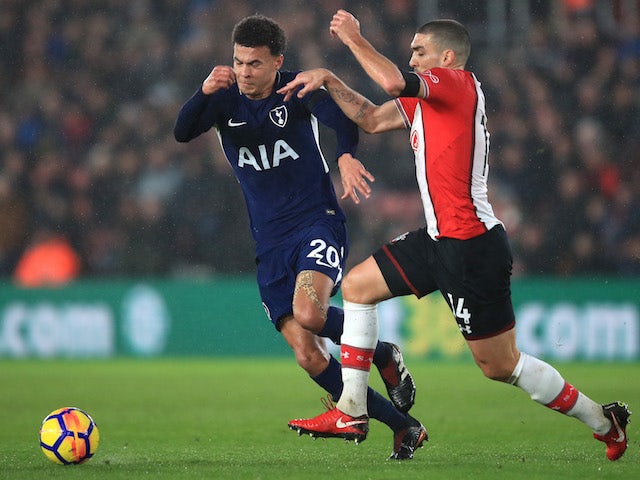Dele Alli and Oriol Romeu in action during the Premier League game between Southampton and Tottenham Hotspur on January 21, 2018