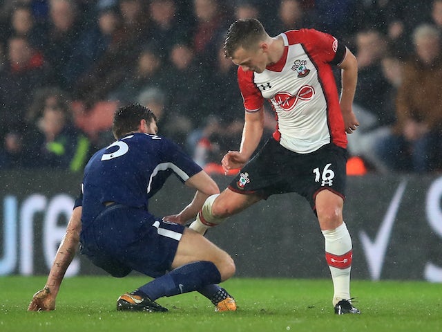 Jan Vertonghen and James Ward-Prowse in action during the Premier League game between Southampton and Tottenham Hotspur on January 21, 2018
