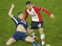 Jan Vertonghen and Manolo Gabbiadini in action during the Premier League game between Southampton and Tottenham Hotspur on January 21, 2018