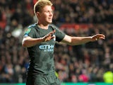 Kevin De Bruyne in action during the EFL Cup game between Bristol City and Manchester City on January 23, 2018