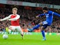 Chelsea winger Willian shoots at goal during his side's EFL Cup semi-final with Arsenal at the Emirates Stadium on January 24, 2018