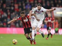 Jordon Ibe and Erik Pieters during the Premier League match between Bournemouth and Stoke City on February 3, 2018