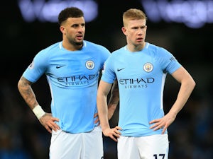 Kyle Walker and Kevin De Bruyne side by side during the Premier League game between Manchester City and West Bromwich Albion on January 31, 2018