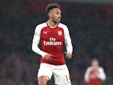 Pierre-Emerick Aubameyang in action during the Premier League game between Arsenal and Everton on February 3, 2018