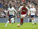 Pierre-Emerick Aubameyang in action during the Premier League game between Tottenham Hotspur and Arsenal on February 10, 2018