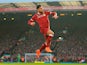 Emre Can of Liverpool celebrates after scoring their first goal against West Ham United on February 24, 2018