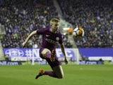 Kevin De Bruyne in action during the FA Cup game between Wigan Athletic and Manchester City on February 19, 2018