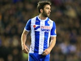 Will Grigg in action during the FA Cup game between Wigan Athletic and Manchester City on February 19, 2018