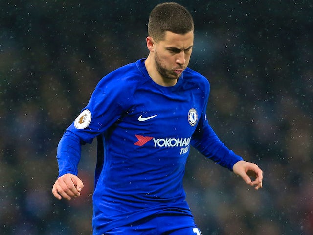 Eden Hazard in action during the Premier League game between Manchester City and Chelsea on March 4, 2018