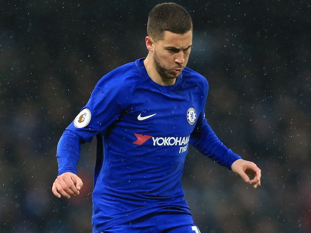 Eden Hazard in action during the Premier League game between Manchester City and Chelsea on March 4, 2018