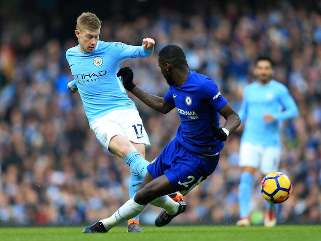 Kevin De Bruyne takes on Antonio Rudiger during the ...