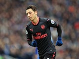Mesut Ozil in action during the Premier League game between Brighton & Hove Albion and Arsenal on March 4, 2018