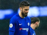 Olivier Giroud in action during the Premier League game between Manchester City and Chelsea on March 4, 2018