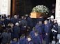 The coffin of Fiorentina skipper Davide Astori is carried at his funeral on March 8, 2018