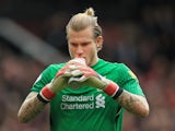 Loris Karius in action during the Premier League game between Manchester United and Liverpool on March 10, 2018