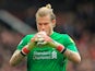 Loris Karius in action during the Premier League game between Manchester United and Liverpool on March 10, 2018