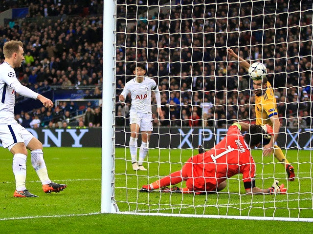 Tottenham Hotspur's Son Heung-min opens the scoring against Juventus in the Champions League on March 7, 2018