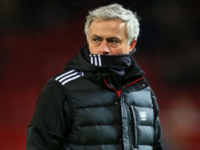 Jose Mourinho watches on during the FA Cup quarter-final between Manchester United and Brighton & Hove Albion on March 17, 2018