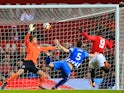 Romelu Lukaku scores the opener during the FA Cup quarter-final between Manchester United and Brighton & Hove Albion on March 17, 2018