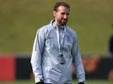 A dishevelled Gareth Southgate during an England training session on March 20, 2018