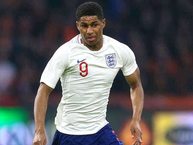 Marcus Rashford in action for England against the Netherlands on March 23, 2018