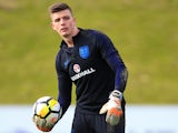 Nick Pope in action at an England training session on March 20, 2018