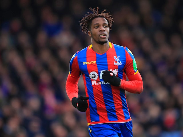 Wilfried Zaha in action for Crystal Palace in February 2018
