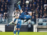 Cristiano Ronaldo scores an overhead goal during Real Madrid's 3-0 win at Juventus in the Champions League on April 3, 2018