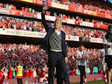 Arsene Wenger bids farewell to fans during the Premier League game between Arsenal and Burnley on May 6, 2018