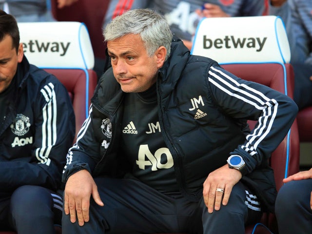 Jose Mourinho at the Premier League match between West Ham United and Manchester United on May 10, 2018