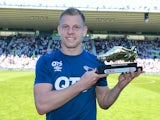 Matej Vydra poses with the Championship golden boot for the 2017-18 season