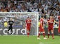Liverpool's players look dejected after conceding a goal in the Champions League final against Real Madrid
