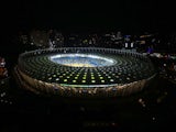 A night-time view of Kiev's NSC Olimpiyskiy Stadium ahead of the Champions League final between Liverpool and Real Madrid on May 26, 2018