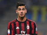 AC Milan striker Andre Silva in action during the derby match with Inter Milan at the San Siro in October 2017