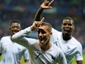 France's Antoine Griezmann celebrates scoring their second goal against Italy in a friendly on June 1, 2018