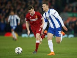 Porto's Diogo Dalot comes up against James Milner of Liverpool in the Champions League on March 6, 2018