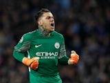 Ederson in action for Manchester City in the Champions League on April 10, 2018