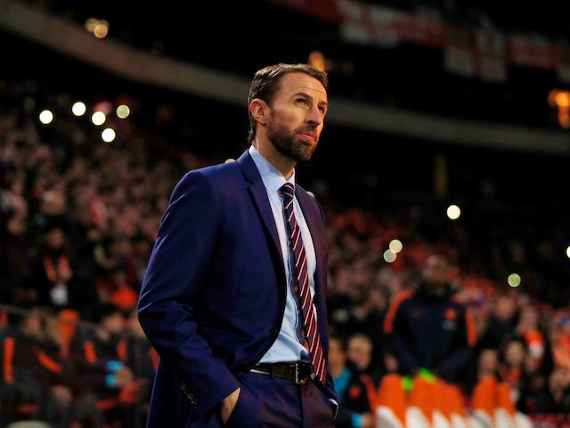 England manager Gareth Southgate watches on during the international friendly against Netherlands on March 23, 2018