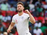 England defender Gary Cahill celebrates opening the scoring during his side's friendly with Nigeria at Wembley on June 2, 2018