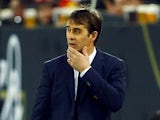 Spain manager Julen Lopetegui watches on during an international friendly with Germany in March 2018