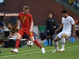 Kevin De Bruyne and Goncalo Guedes in action during the international friendly between Belgium and Portugal on June 2, 2018
