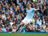 Manchester City midfielder Kevin De Bruyne in action during a Premier League clash with Swansea City at the Etihad Stadium on April 22, 2018
